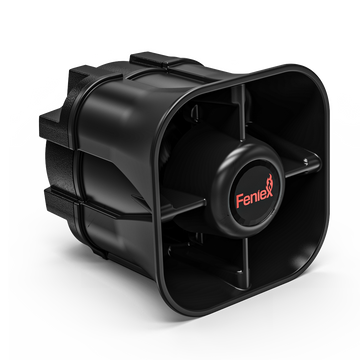 Emergency vehicle sirens including SoundOff 200 Series and Feniex Typhoon models.
