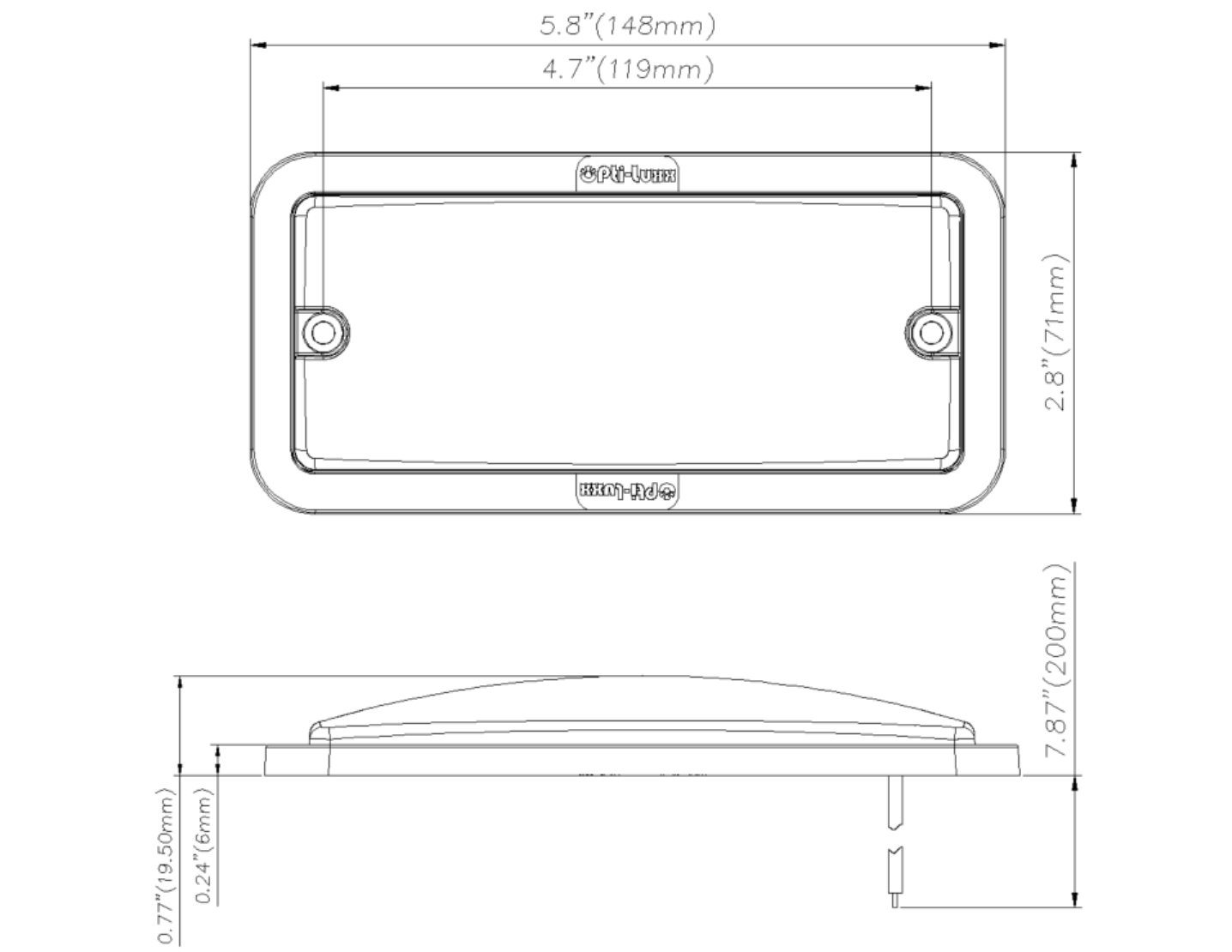 Opti-luxx 3" X 6" Rectangle White Premium 15 LED Dome Light (Screw Mount, 2-Wire Connection)