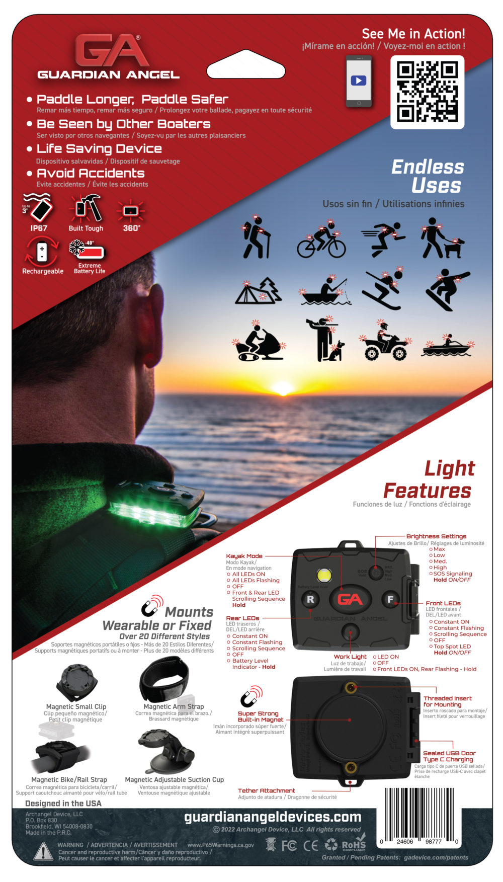 Guardian Angel Wireless Kayak LED Light â€“ Combo Kit