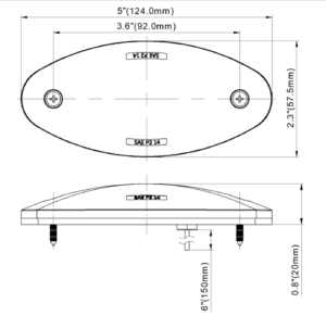 Opti-luxx 5" Oval Amber 520 Series Marker (Screw Mount, 2-Wire Connection)