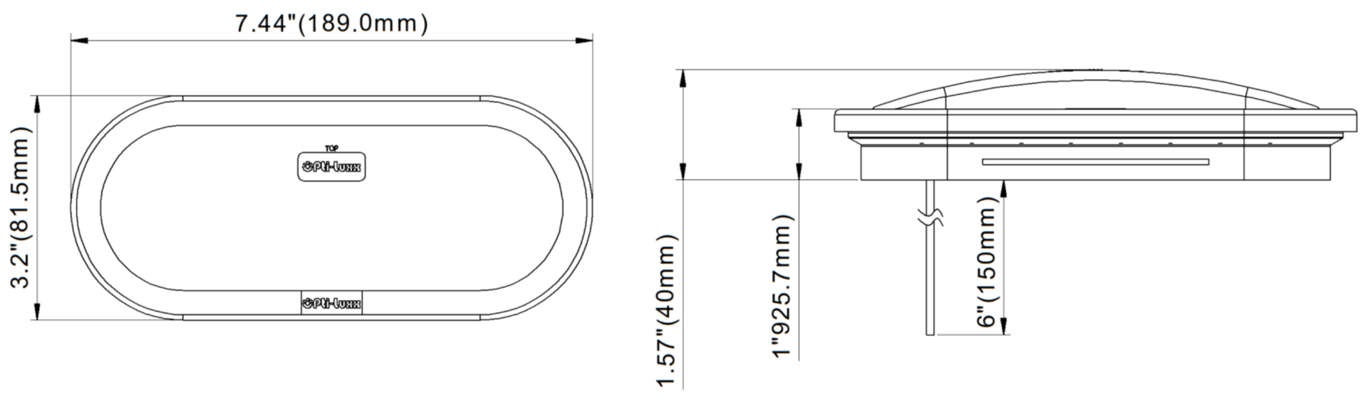 Opti-luxx 6" Oval Amber Turn (Grommet Mount, 2-Wire Connection)