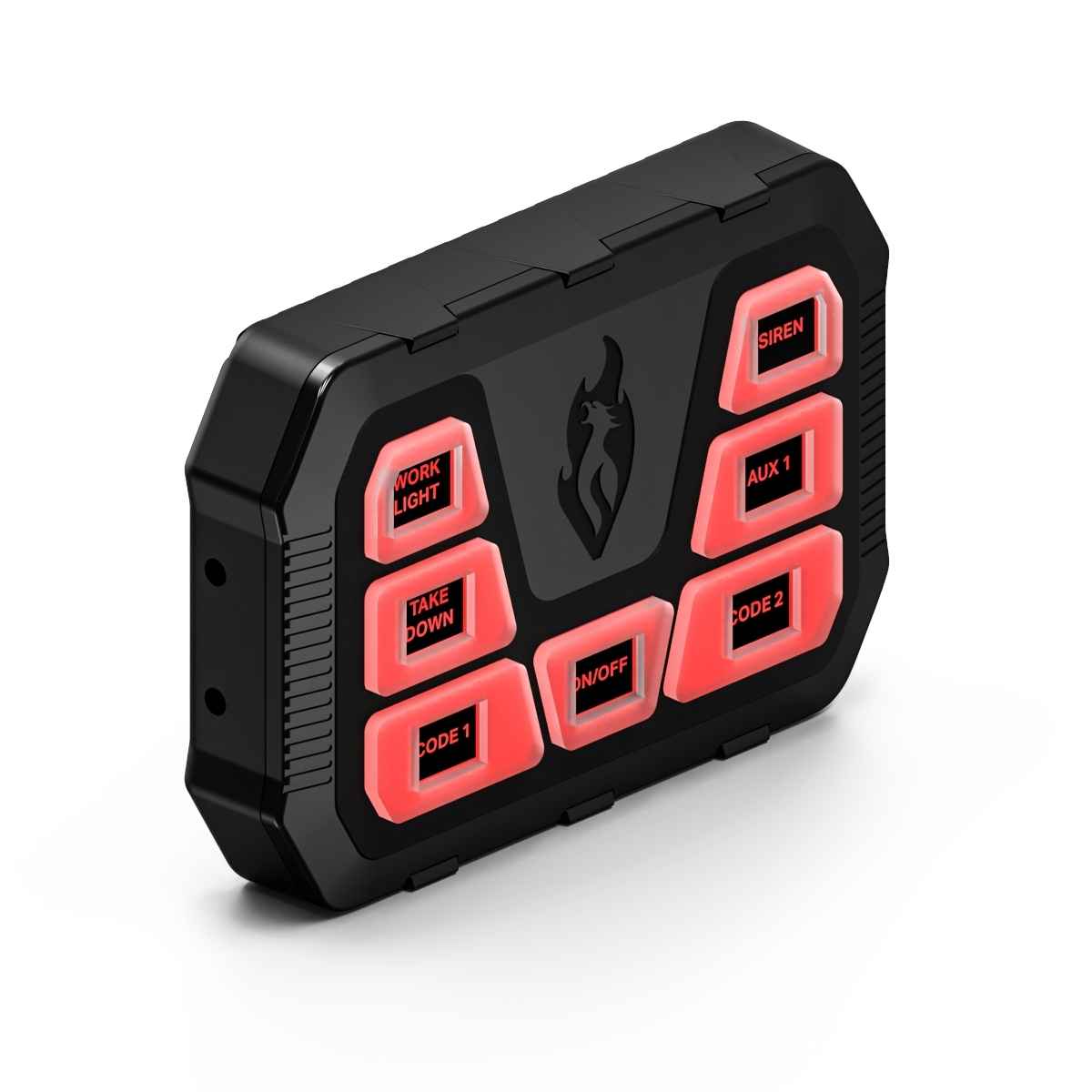 Black and red Feniex 4200 Mini Controller with buttons on a white background