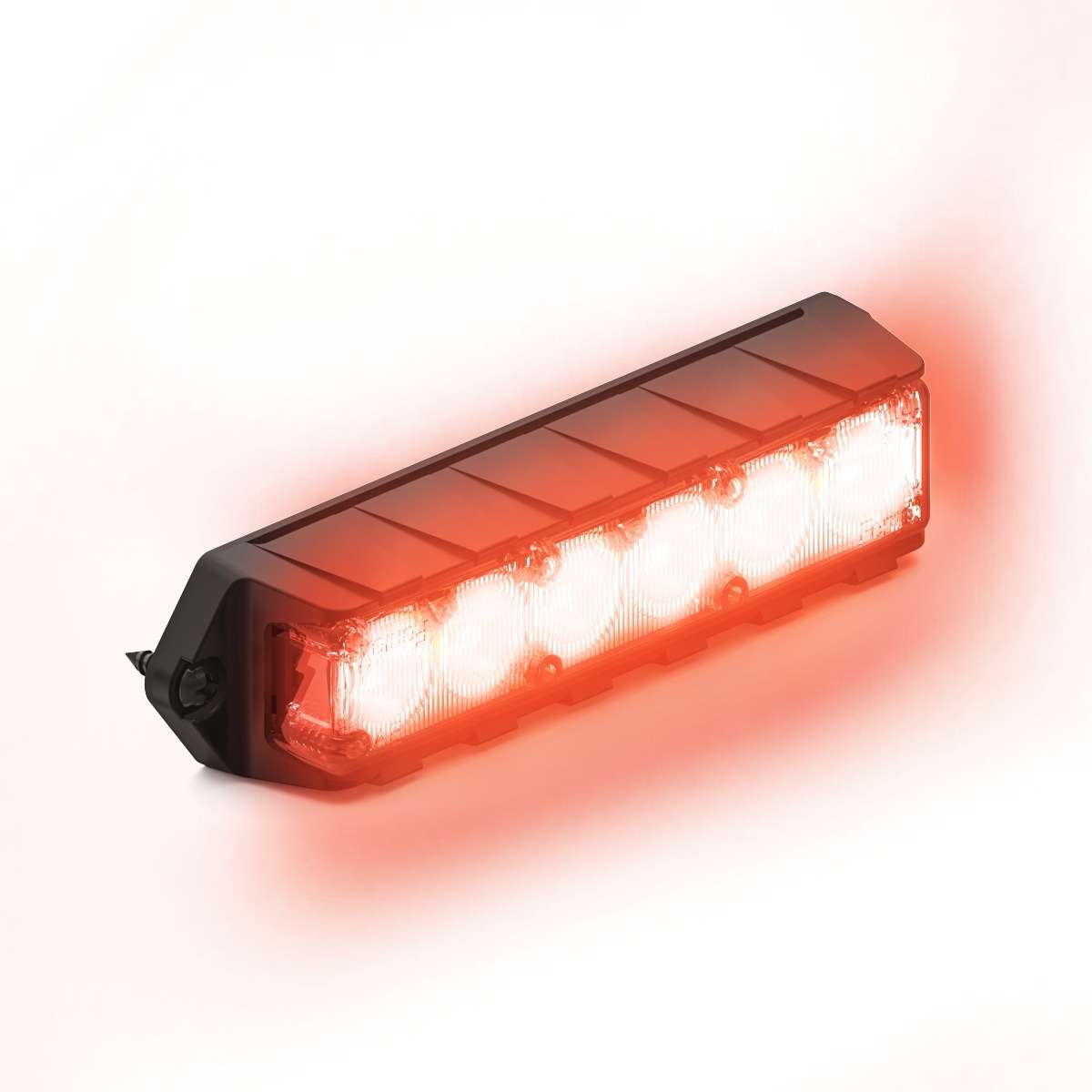 Feniex Fusion Surface Mount LED light bar with red and white lights on a white background