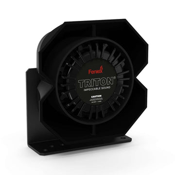 Black speaker with 'Fenix Triton' branding on a white background