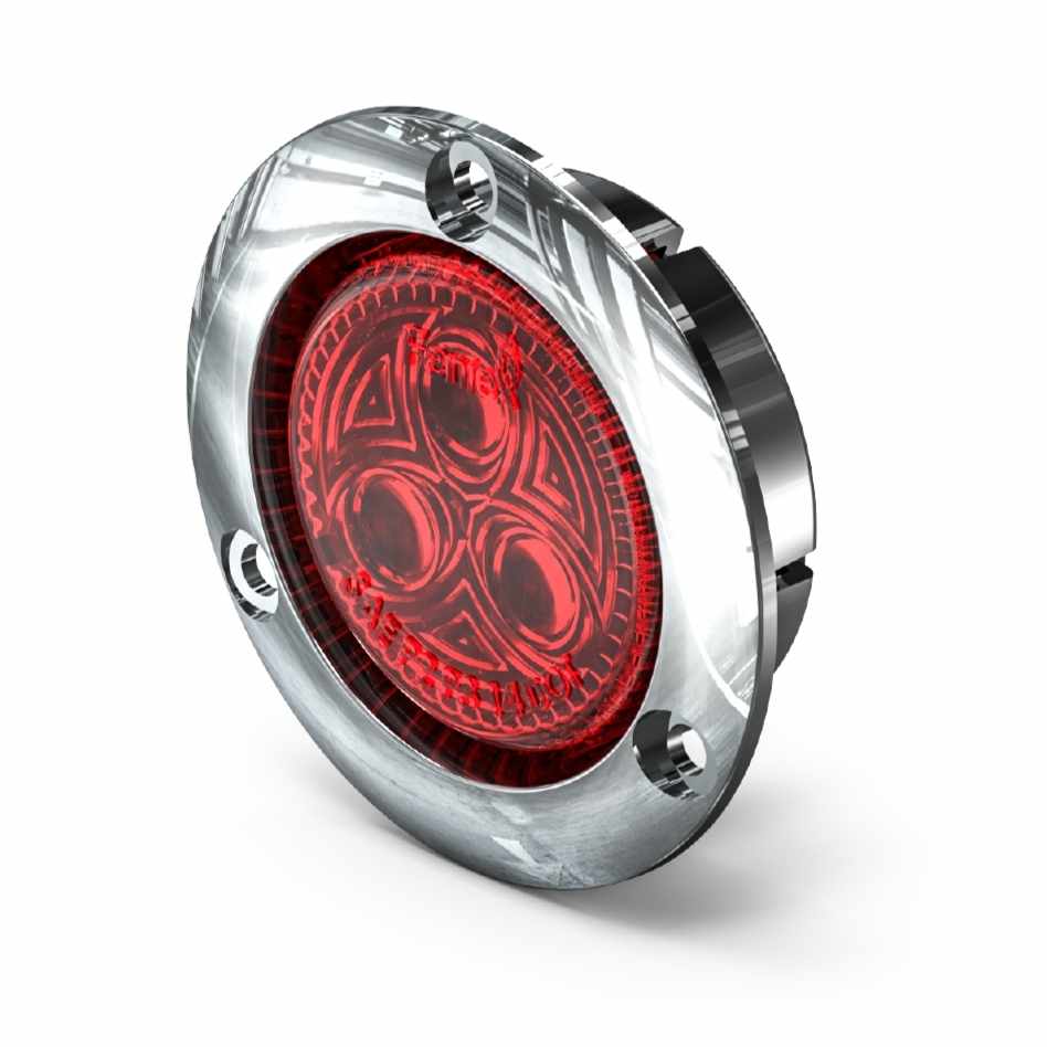 RedFeniex 2" Round Marker Chrome Bezel with chrome casing on a white background