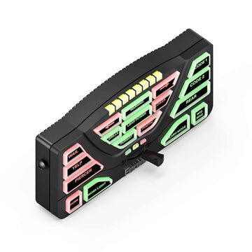 Black Feniex 4200 Data-Link Controller with colorful buttons on a white background