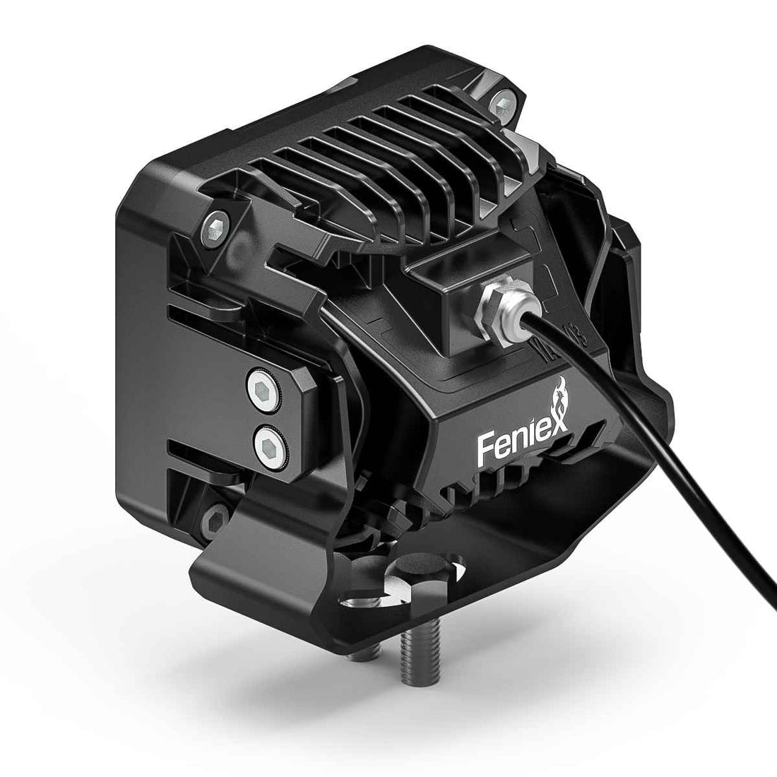 Black Feniex 4" Hi/Lo Cube Light with 'Fenix' branding on a white background