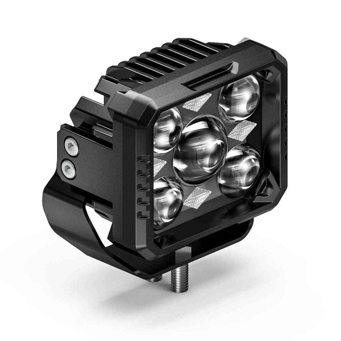 Black Feniex 4" Hi/Lo Cube Light on a white background