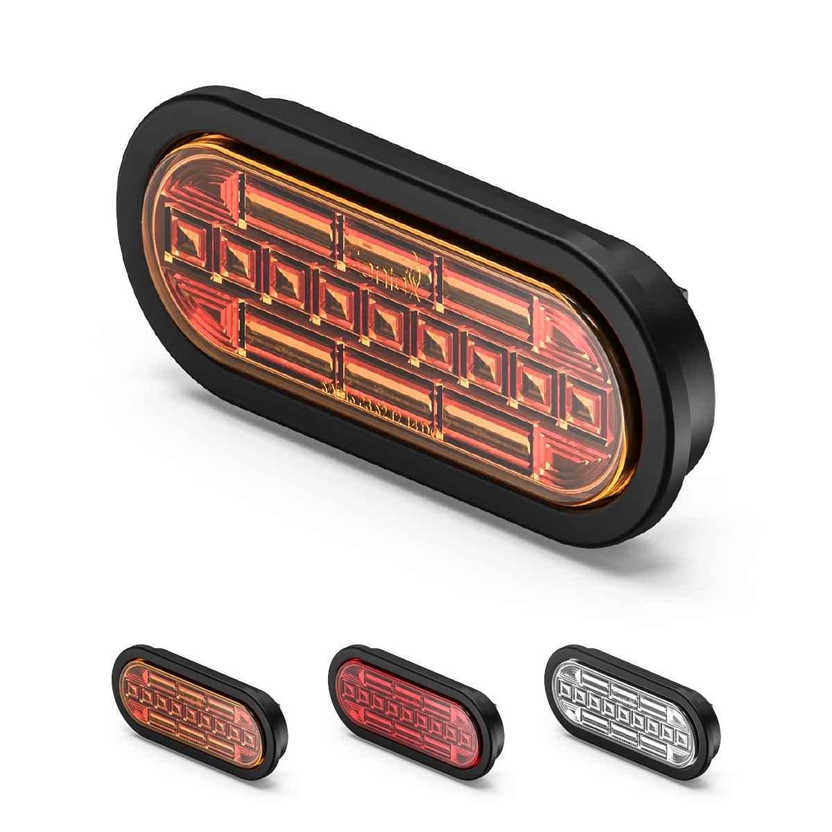 Rectangular Feniex 6" Oval STTR light with black frame on a white background