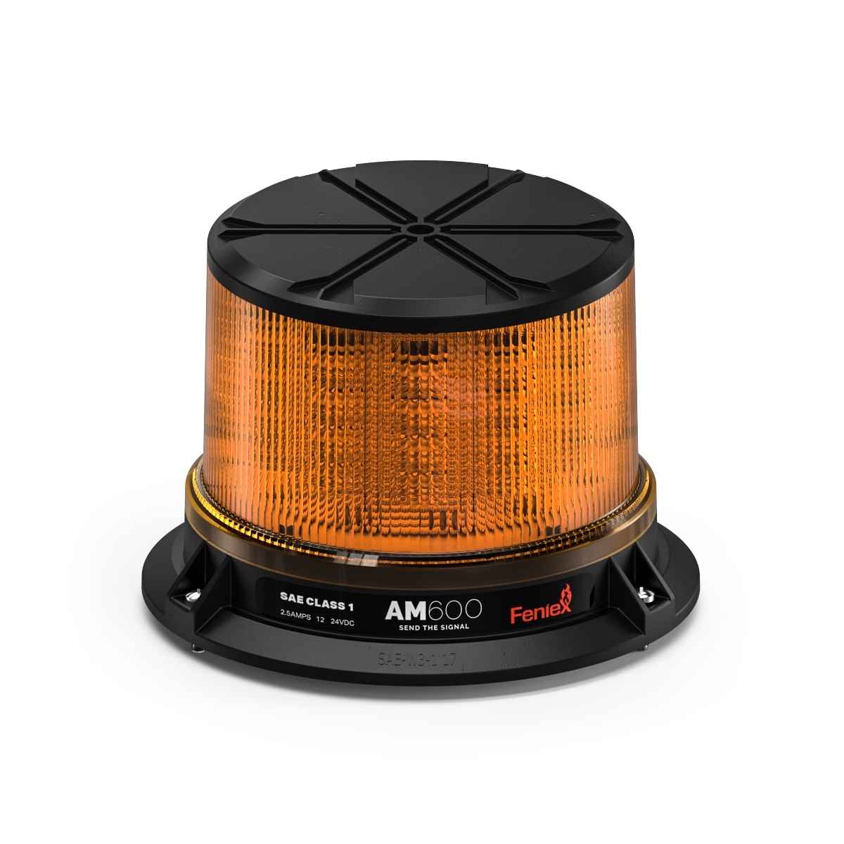 Orange Feniex AM600 Beacon with black base on a white background