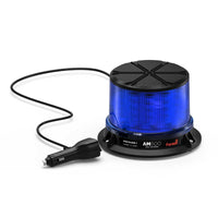 Blue Feniex AM600 Beacon with charging cable on a white background