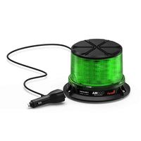 Green Feniex AM600 Beacon light with power cord on a white background