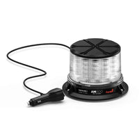 White LED Feniex AM600 Beacon light with charging cable on a white background