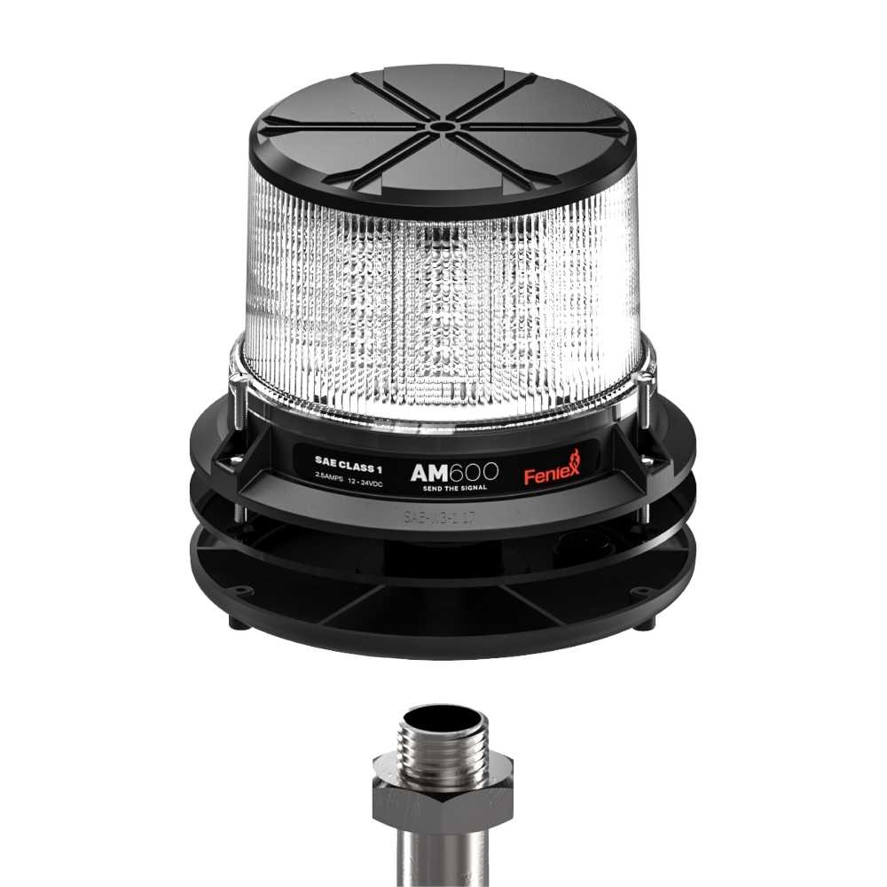 Feniex AM600 Beacon with amber LED light mounted on a vehicle.