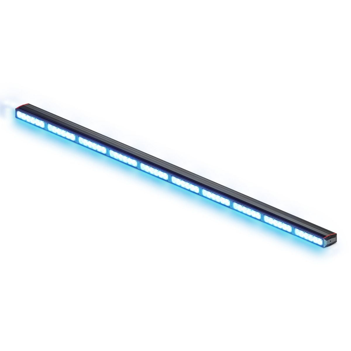 Feniex Fusion 1000 Stick LED light bar with blue and white lights on a white background