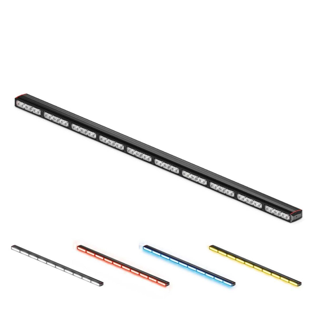 Set of Feniex Fusion 1000 Stick LED light bars in different colors on a white background