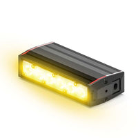 Rectangular Feniex Fusion 100 Stick LED light with yellow illumination on a white background