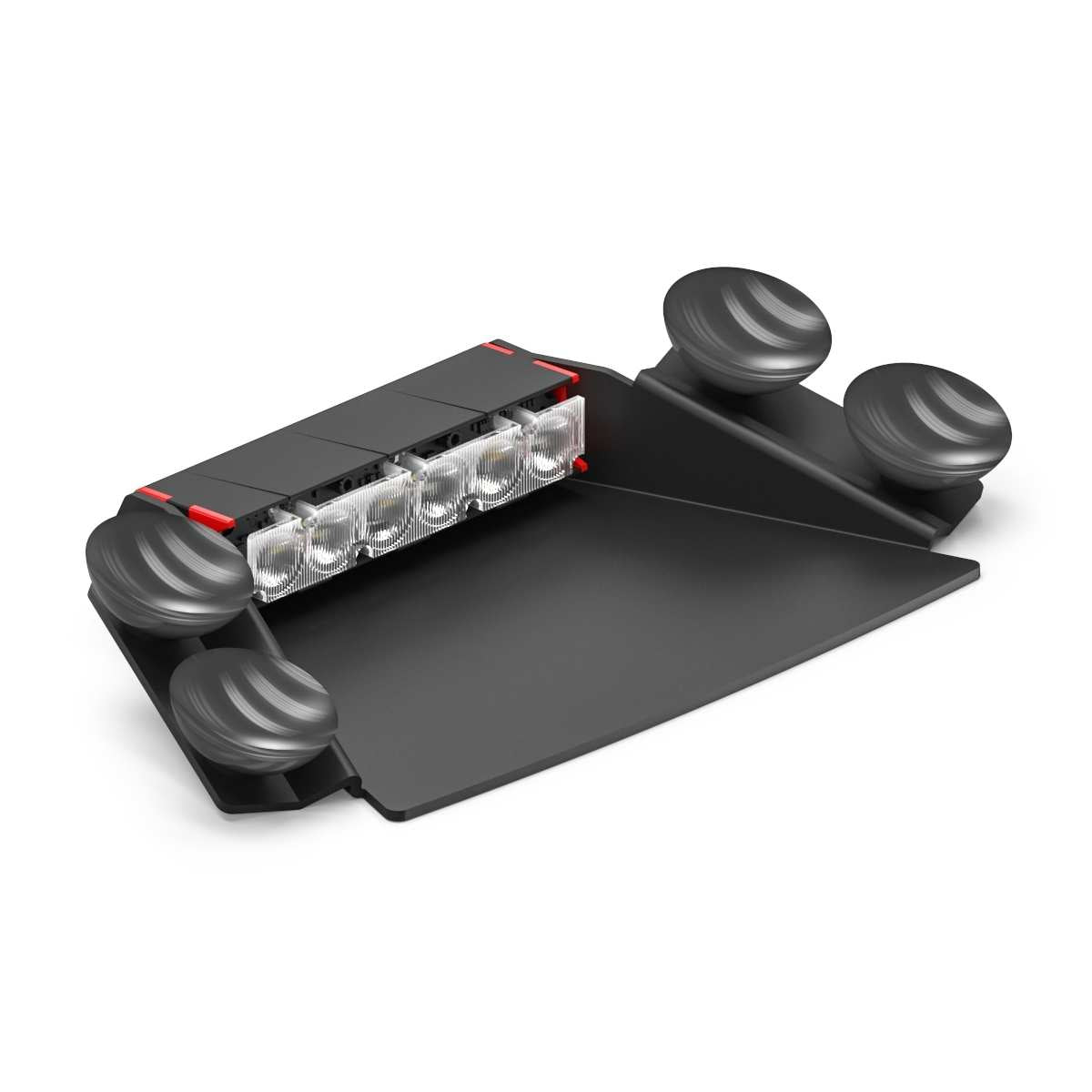 Black Feniex Fusion 1X Dash LED light bar with four cylindrical lights on a white background