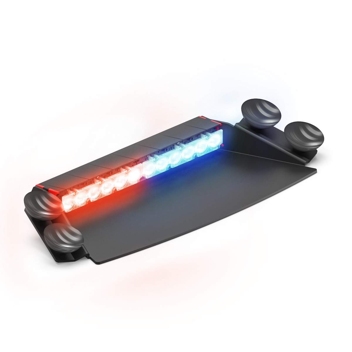 Feniex Fusion 2X Dash LED light bar with red and blue lights on a white background
