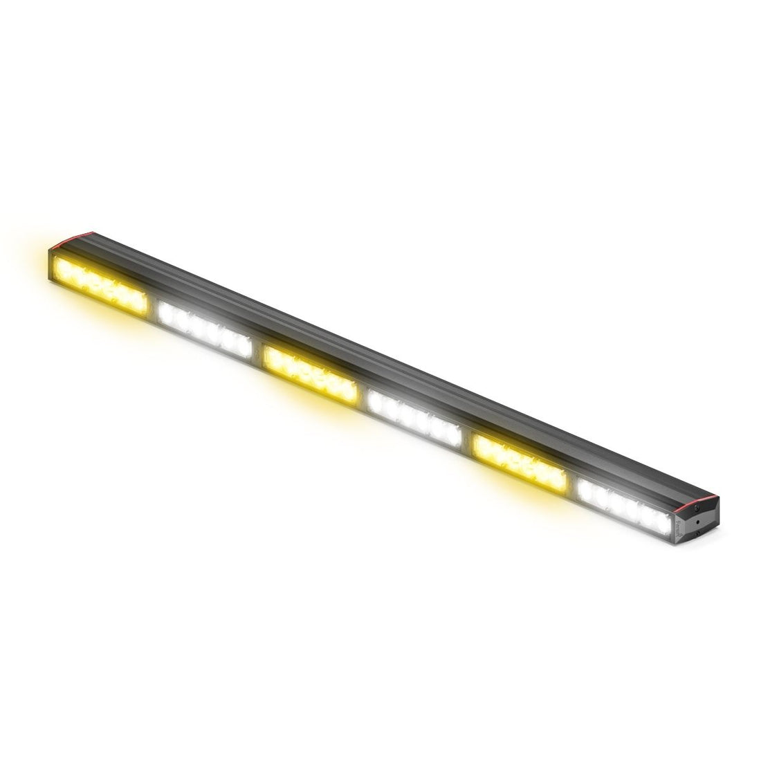 Feniex Fusion 600 Stick LED strip light with alternating yellow and white LEDs on a white background