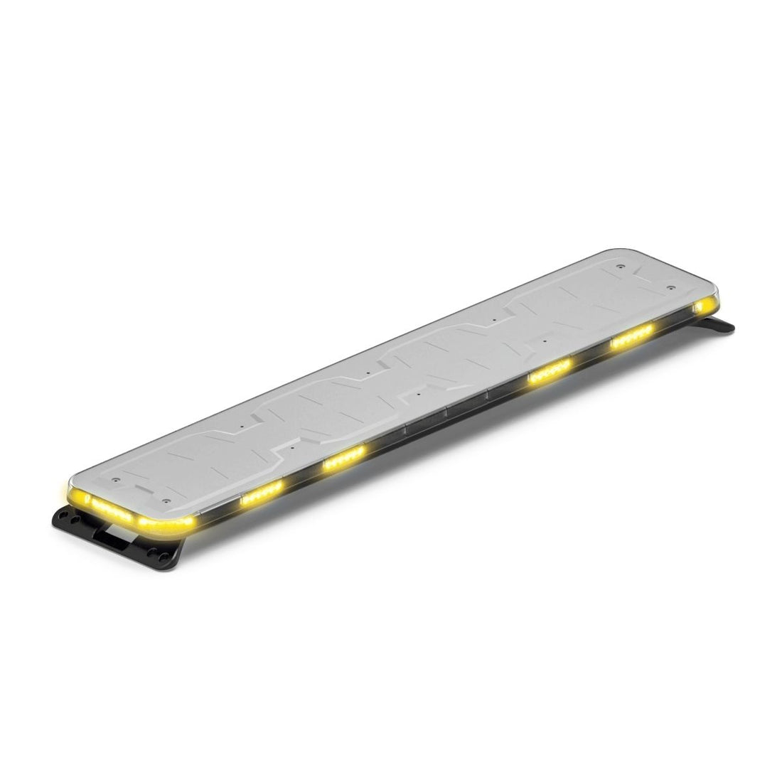 Long rectangular Feniex Fusion Amber Tow 60" Lightbar with yellow lights on a white background