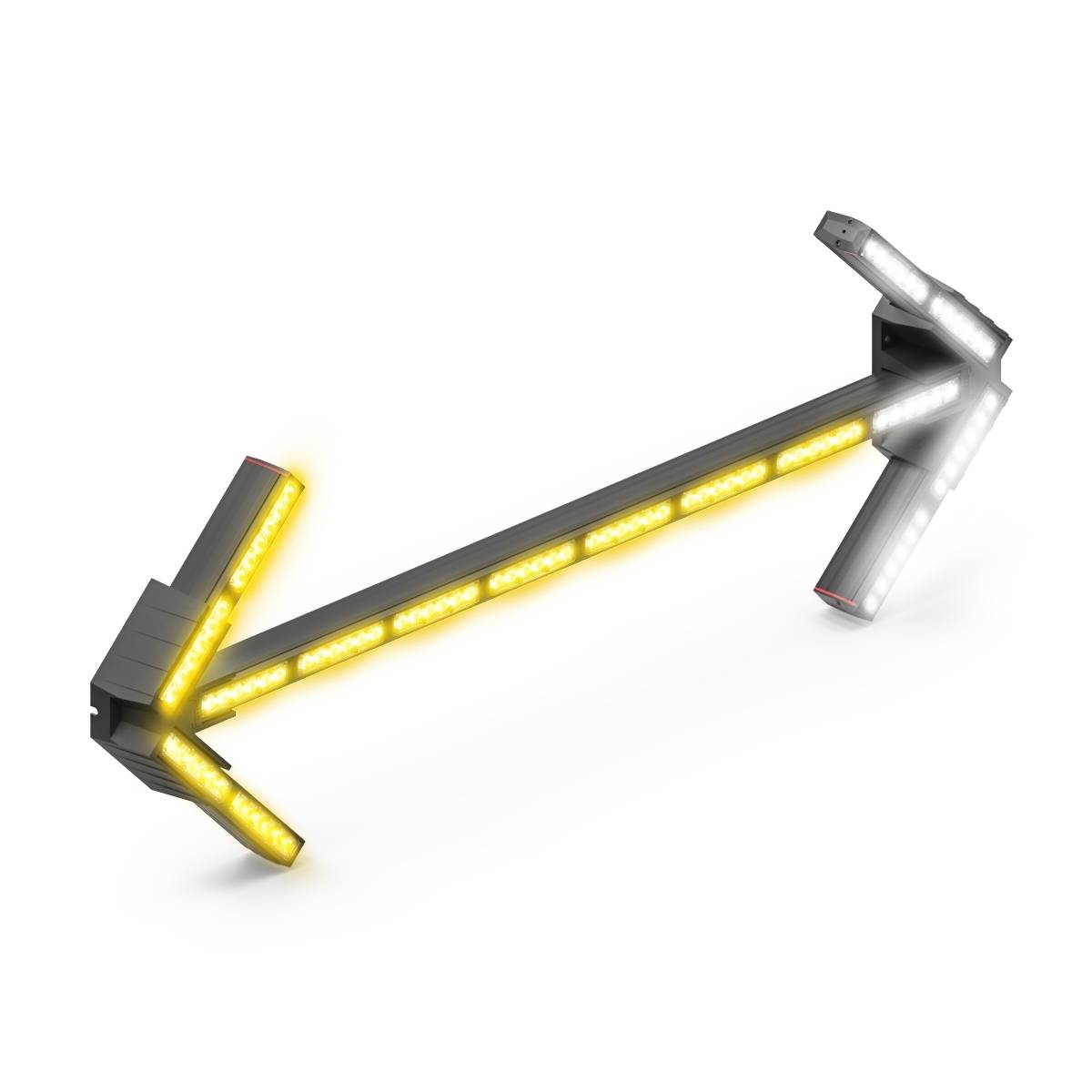 Feniex Fusion Arrow Board with yellow LED lights on a white background