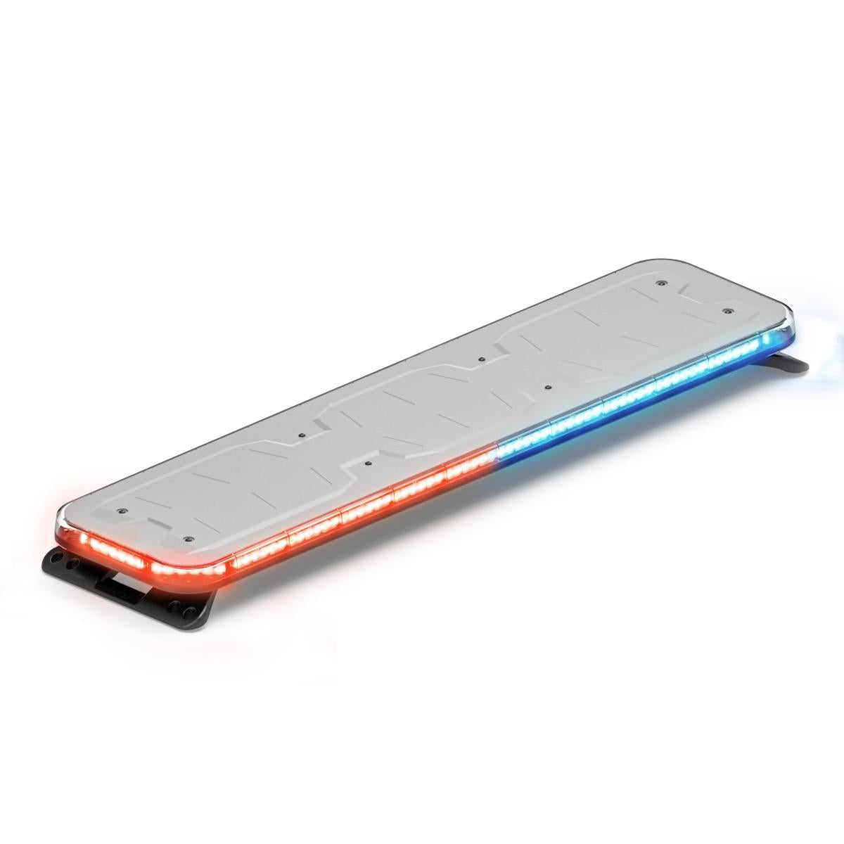 Long rectangular Feniex Fusion GPL 44" Lightbar with red and blue lights on a white background