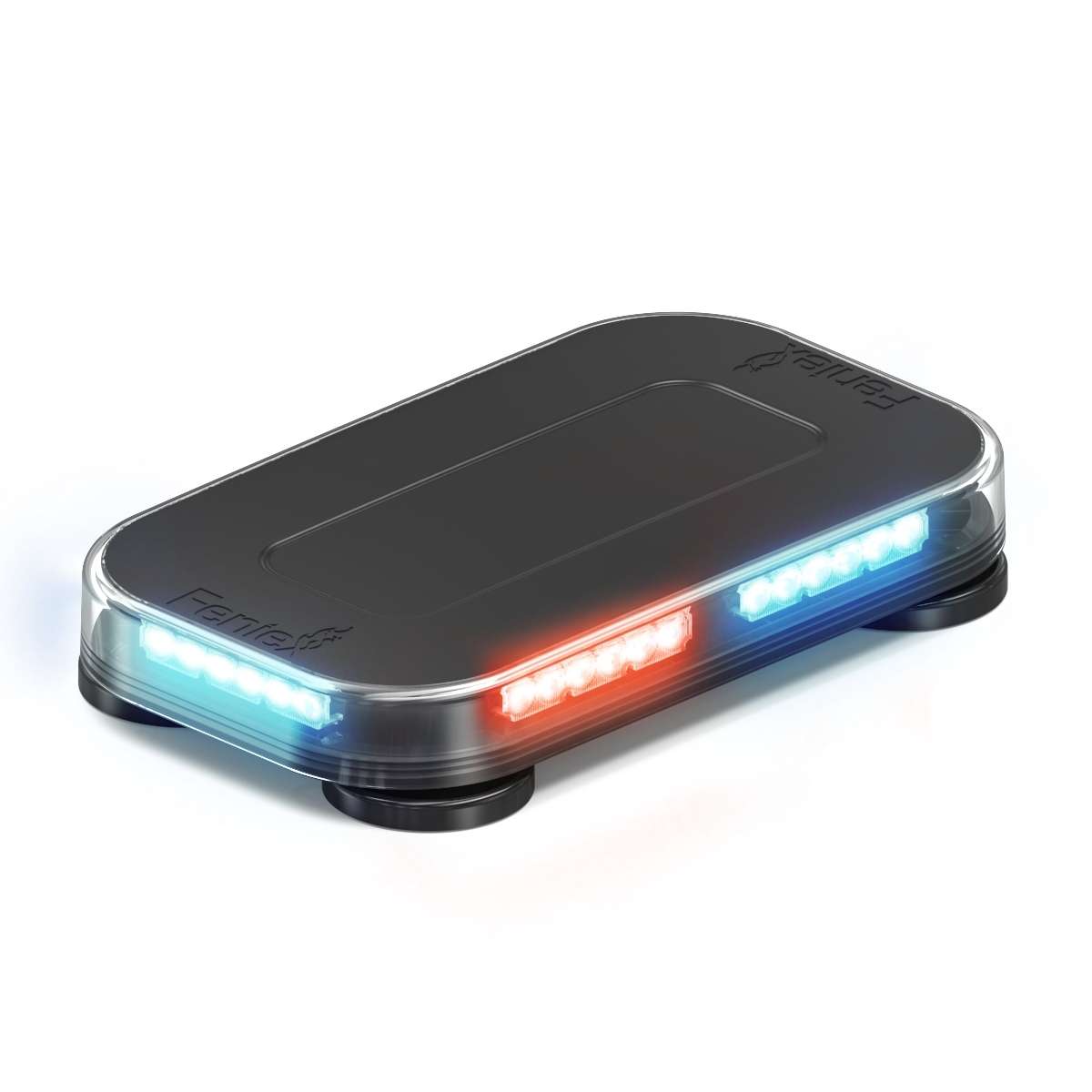 Black Feniex Fusion GPL 60" Lightbar LED with red and blue lights on a white background