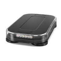 Black and clear Feniex Fusion Mini 14" Lightbar with LED lights on a white background