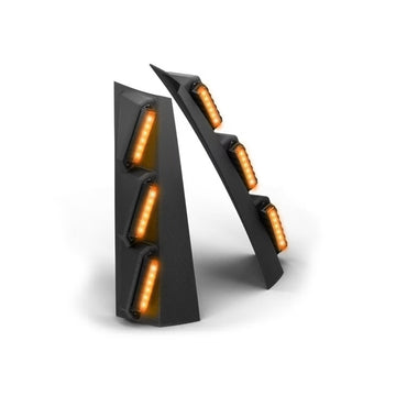 Black and orange Feniex Fusion Pillar on a white background