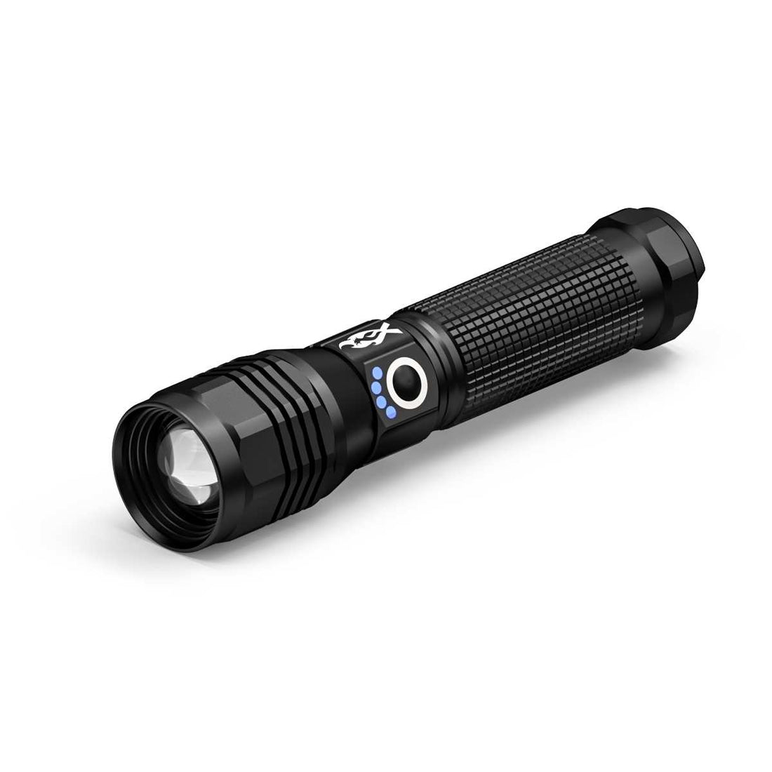 Black flashlight on a white background