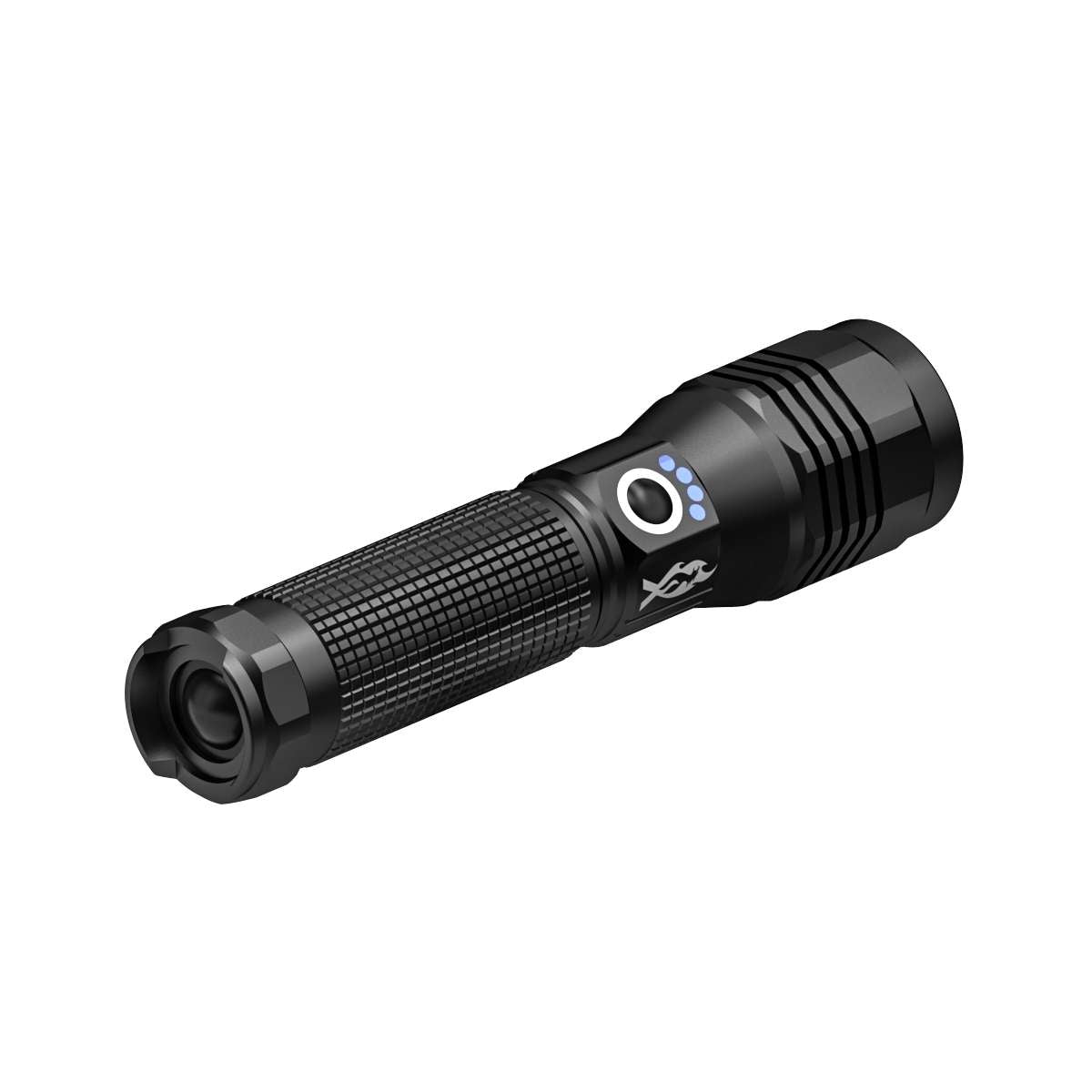 Black flashlight on a white background