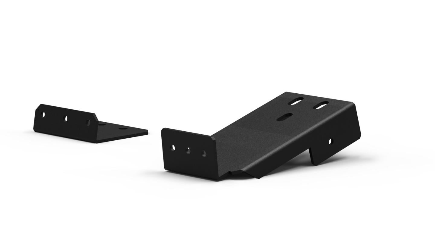 Black metal bracket on a white background