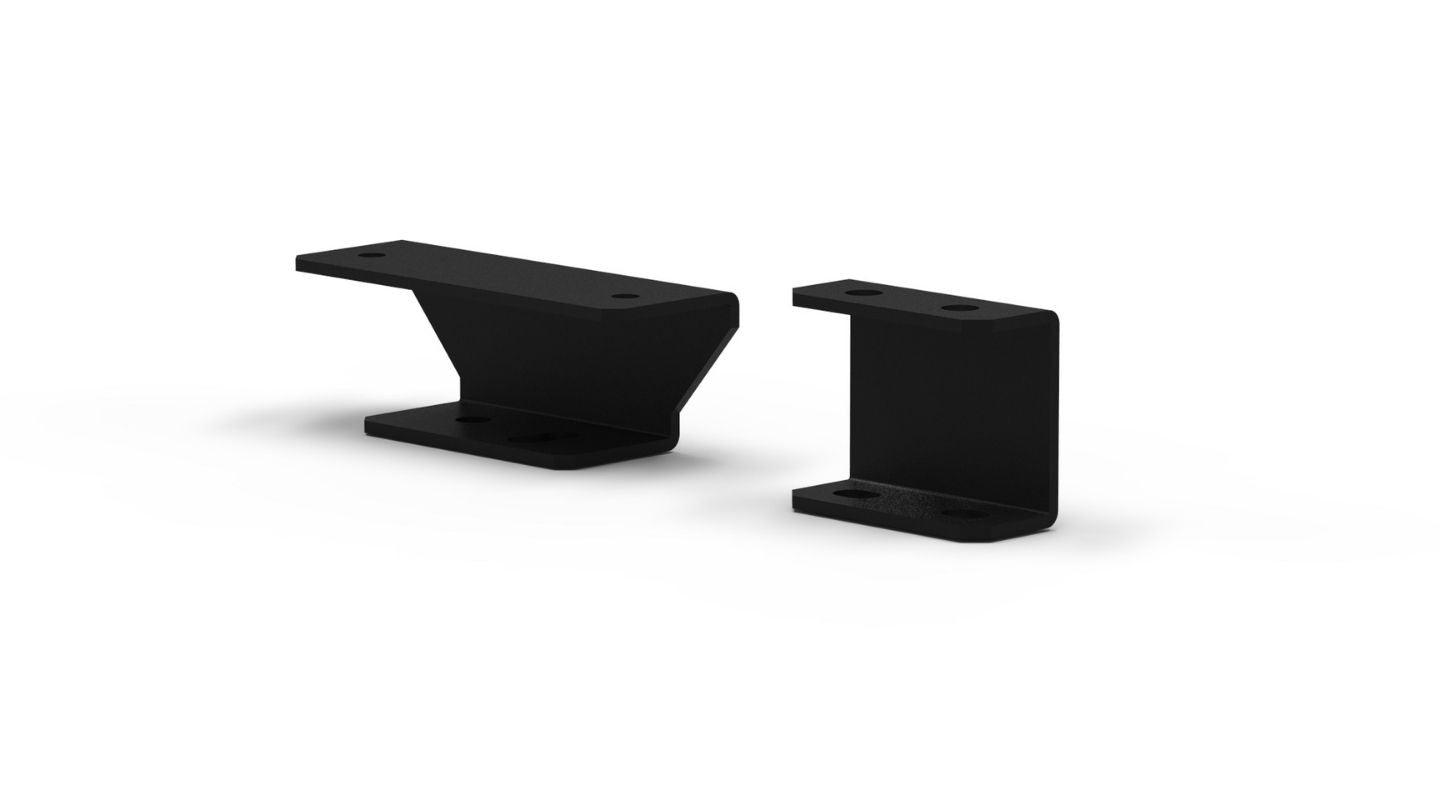 Two black rectangular objects on a white background