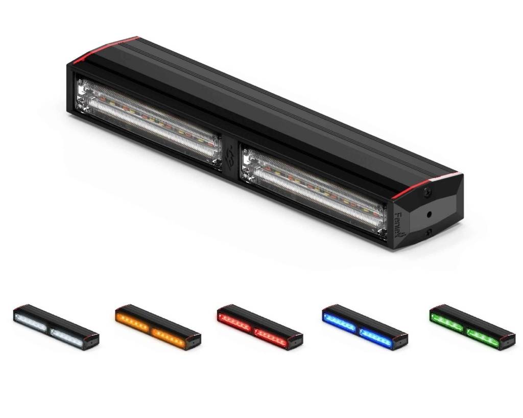 Feniex Q-200 Stick light bar with color-changing options on a white background