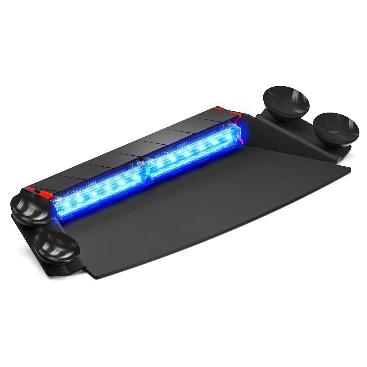 Black Feniex Q-2X Dash with blue light on a white background