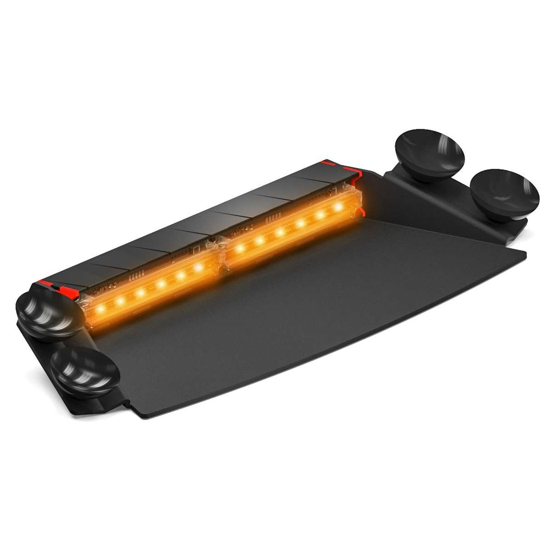 Black Feniex Q-2X Dash with orange lights on a white background