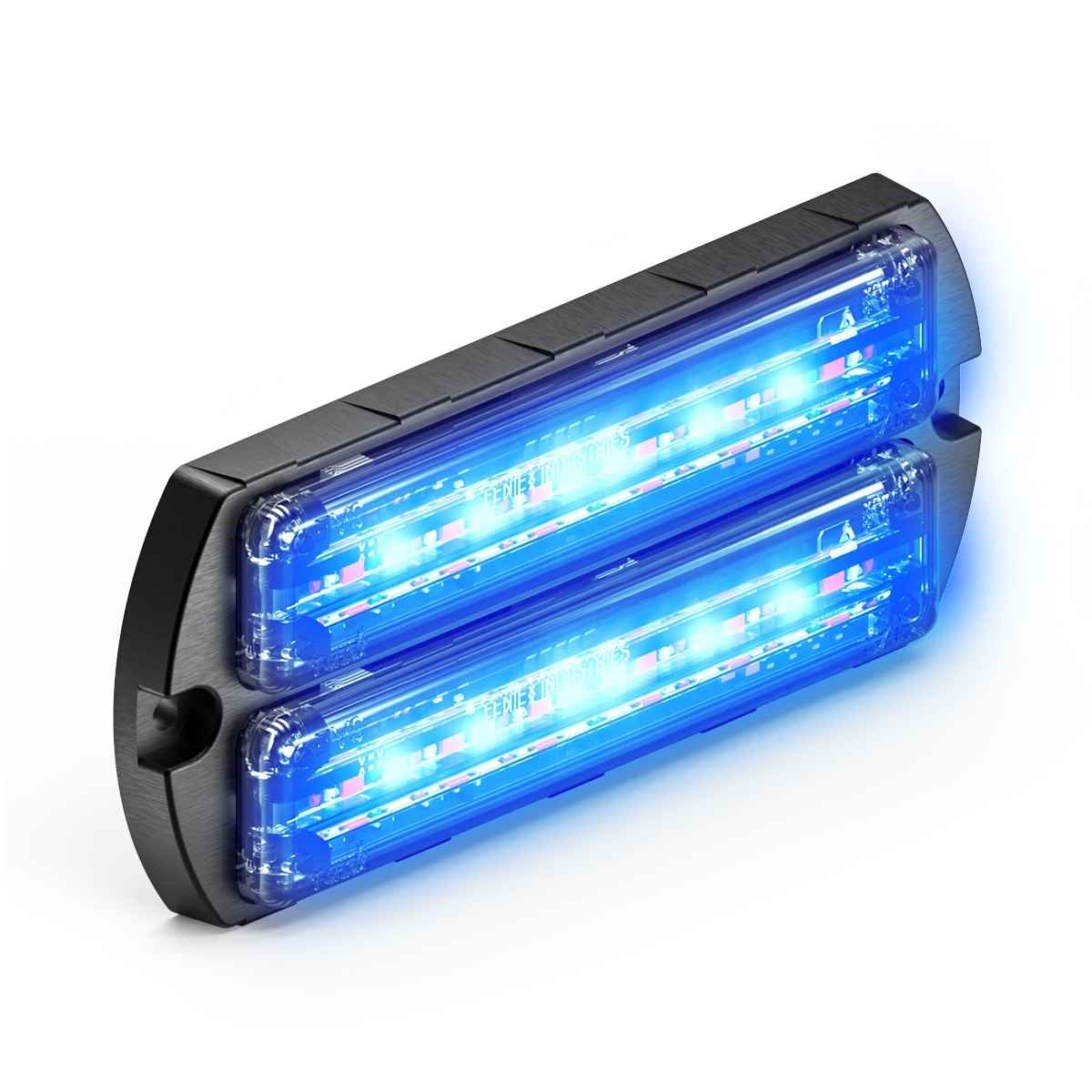 Blue Feniex Q-Flat-Dual-Surface Mount LED light bar on a white background