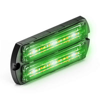 Green Feniex Q-Flat-Dual-Surface Mount LED light bar on a white background