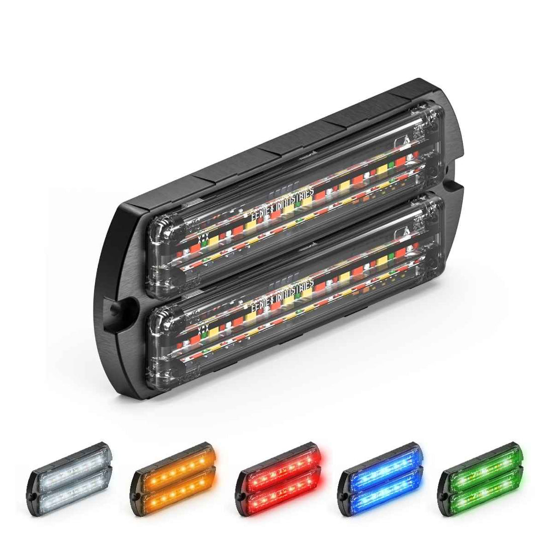 Feniex Q-Flat-Dual-Surface Mount LED light bar with color-changing options on a white background