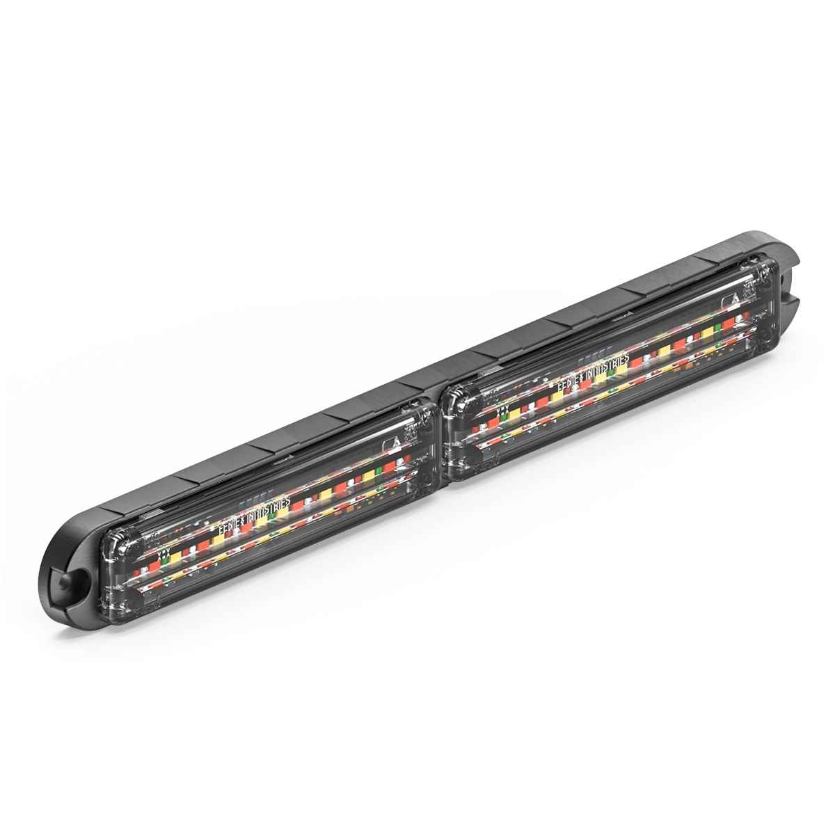 Feniex Q-Flat-Wide-Surface Mount LED light bar with colorful accents on a white background