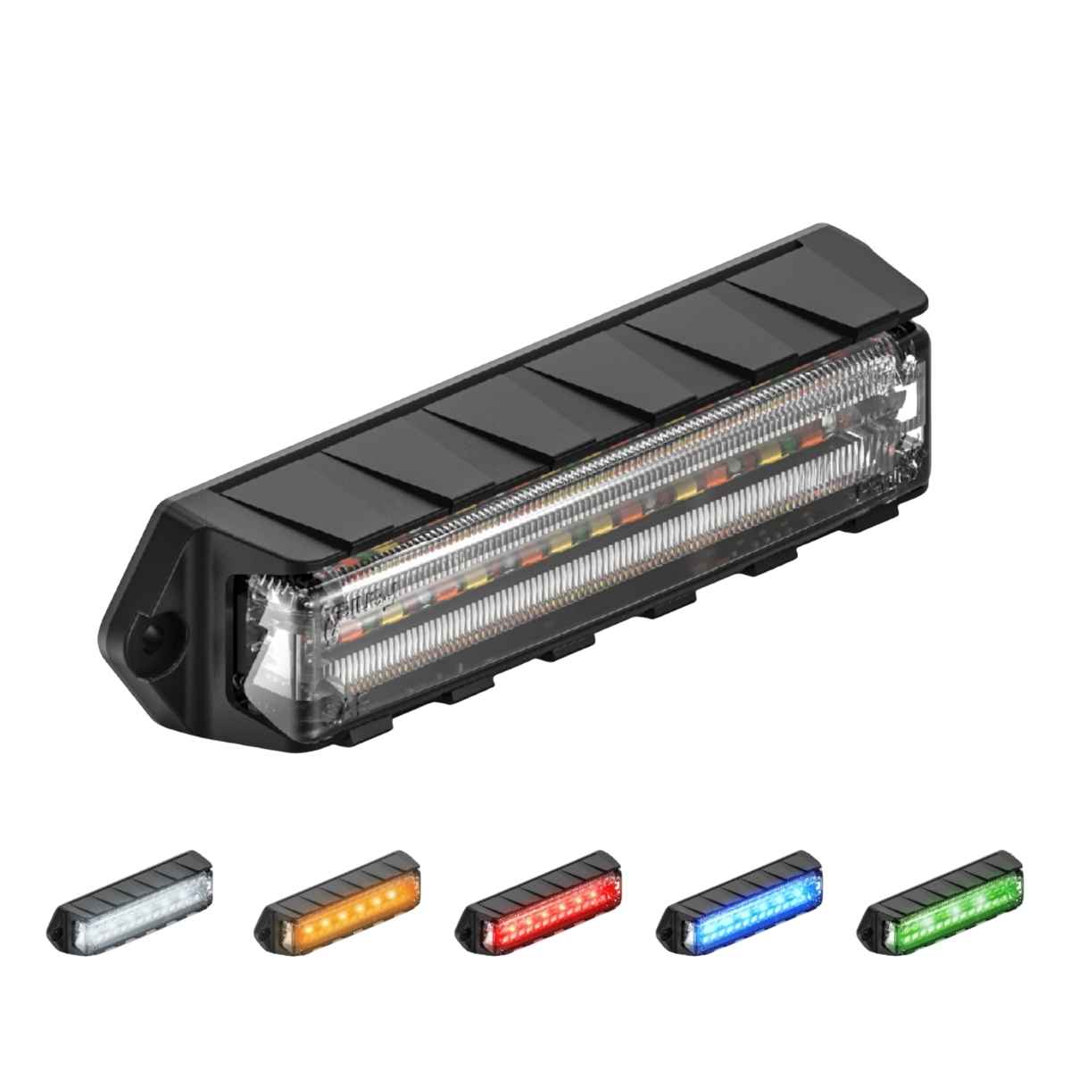 Feniex Q-Surface Mount LED light bar with color-changing options on a white background