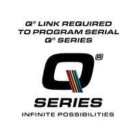 Q Series logo with text about Q Link required for programming on a white background