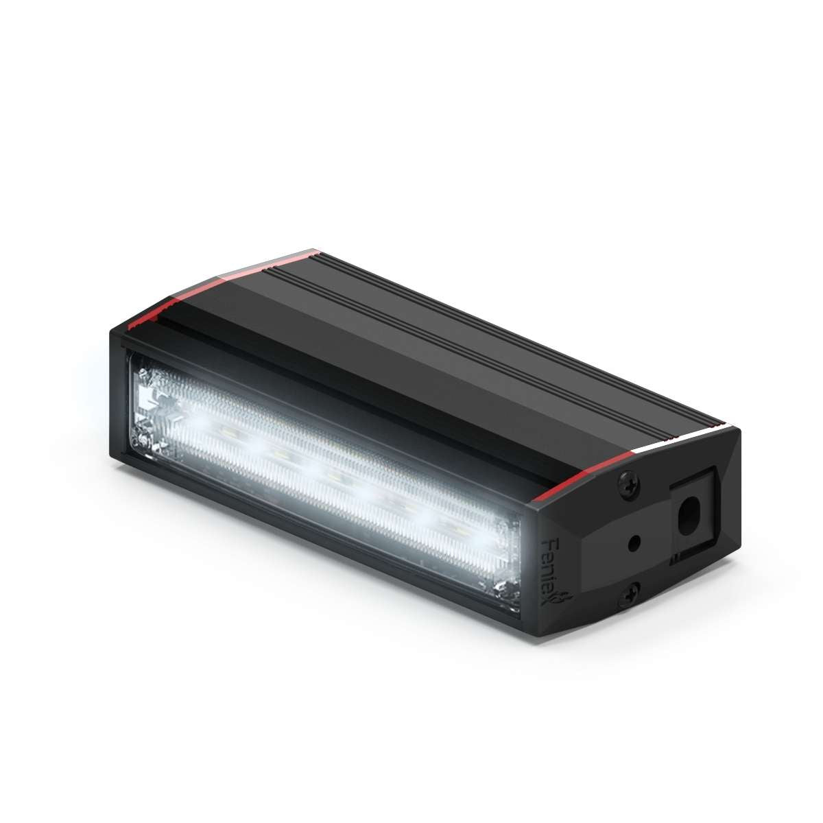 Feniex Q Serial 100 Stick Black rectangular light bar with red accent on a white background