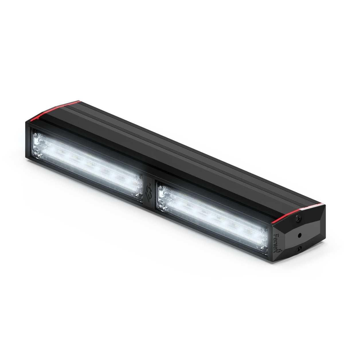 Black Feniex Q Serial 200 Stick light bar with red accents on a white background