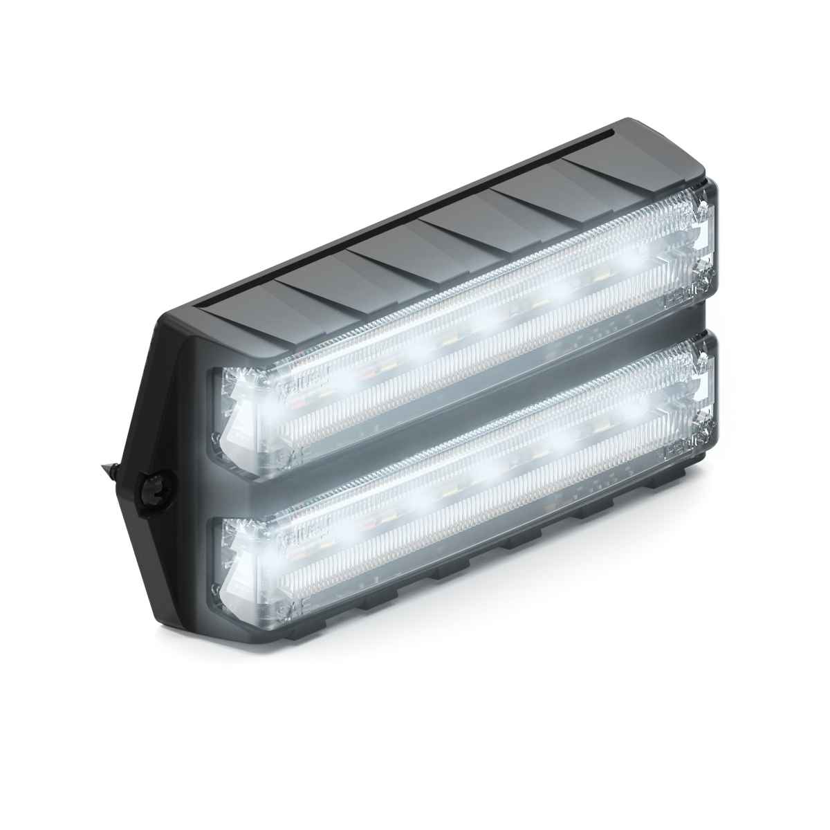 Two rectangular Feniex Q Serial Dual Surface Mount LED lights stacked on a white background