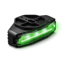 Black and green Feniex Q Serial Under Mirror on a white background