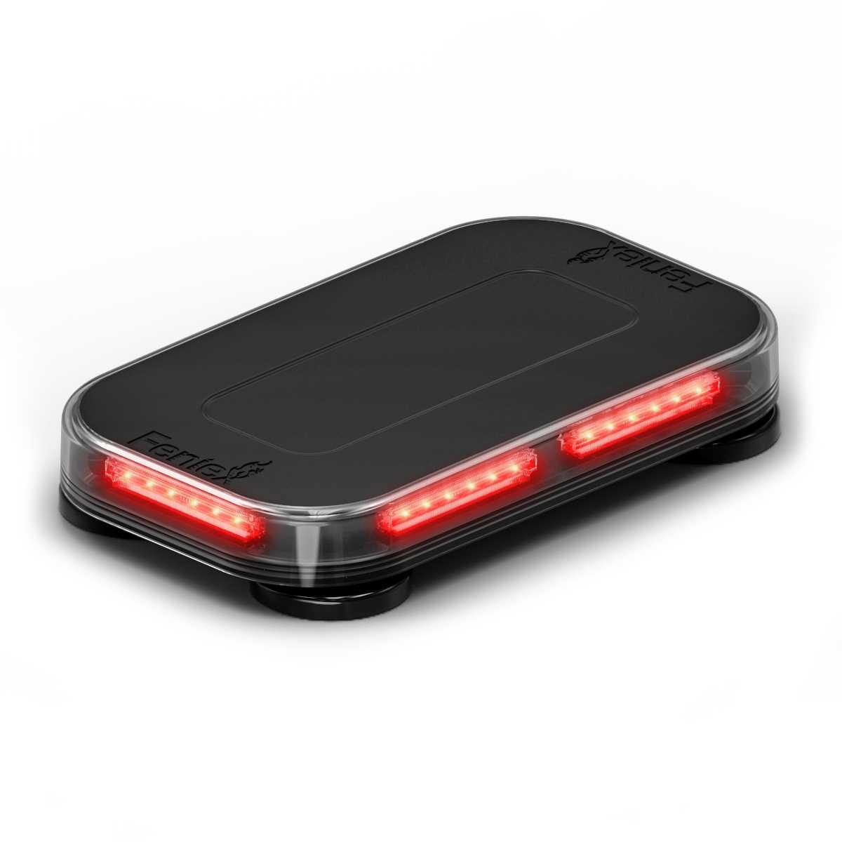 Black Feniex Quantum® 2.0 14" Mini with red LED lights on a white background