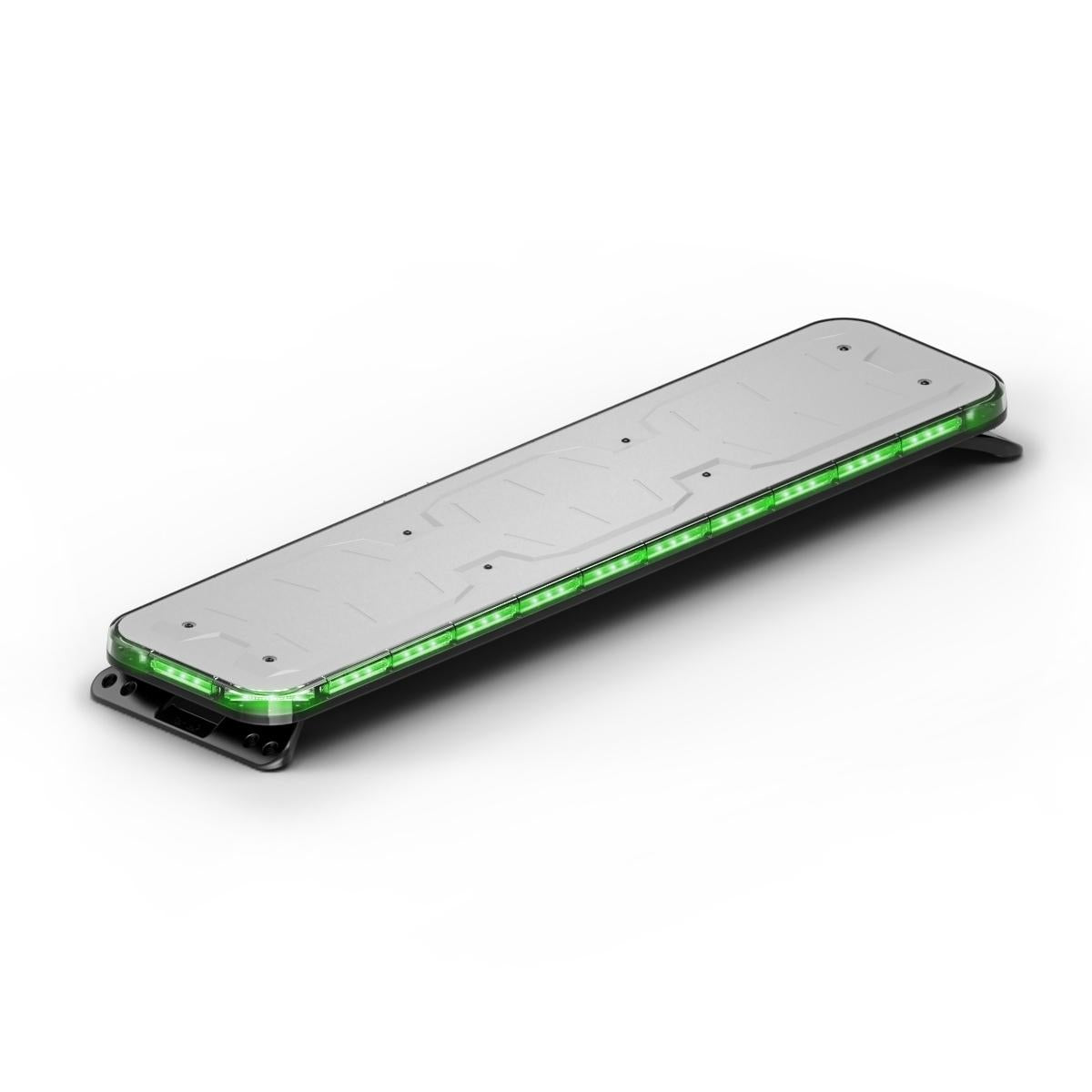 Feniex Quantum® 2.0 49" Long rectangular light bar with green LEDs on a white background