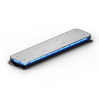 Rectangular Feniex Quantum® 2.0 49" light bar with blue LED lights on a white background
